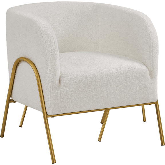 Renwick Contemporary Boucle Barrel Accent Chair, Ivory