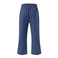 thumbnail image 3 of Womens Capris Trousers Cotton Linen Pants Drawsting Elastic Waist Straight Leg Loose Cropped Pants with Pockets, 3 of 5