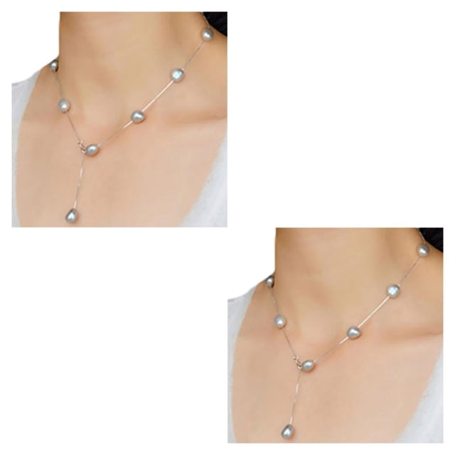 Minnieouse Collar de perlas barrocas de agua dulce natural estilo único con collar de cadena de plata de ley para mujer Type1 NO1