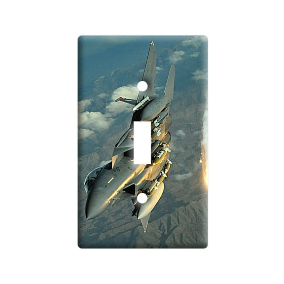 F-15 Fighter Jet Deploying Flares Light Switch Plate Cover