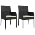 thumbnail image 4 of vidaXL 3 Piece Patio Dining Set with Cushions Black Poly Rattan, 4 of 9
