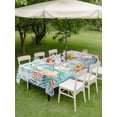 thumbnail image 4 of Outdoor Tablecloth with Umbrella Hole for Patio/Picnic/Party/Camping, Nautical Coastal Waterproof Table Cloth Rectangle Table Cover Washable, Summer Beach Shell Coral Seaweed Blue Plaid (60"x 84"), 4 of 8