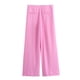 thumbnail image 4 of HH TRAF Pantalones casuales de cintura alta de color sólido para mujer, pantalones de pierna ancha holgados con bolsillos plegables y decoración para oficina, 4 of 5