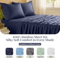 thumbnail image 5 of Lux Decor 100% Organic Viscose from Bamboo Sheets Set King - 4 Piece Ultra-Soft Luxury Cooling Bed Sheets, 16" Deep Pocket, Breathable & Hypoallergenic - Navy Blue, 5 of 10