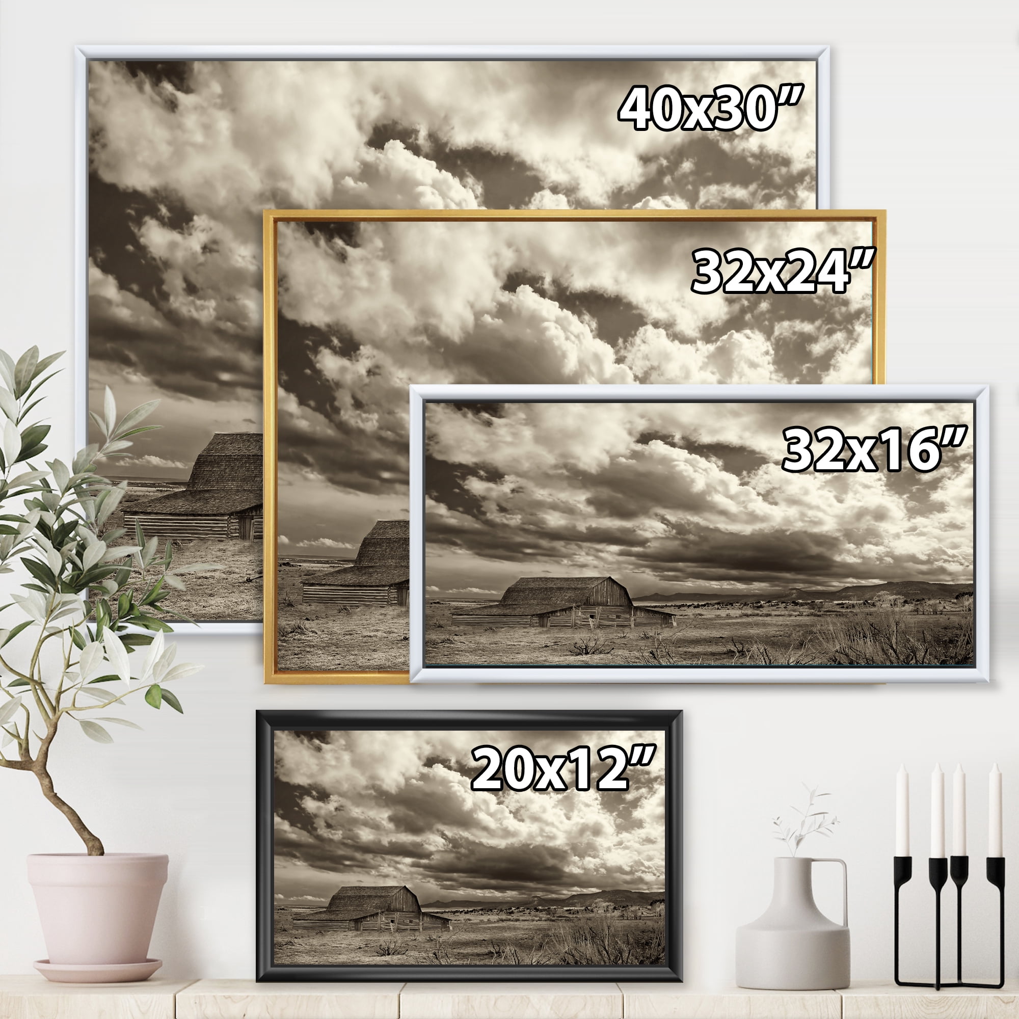 Designart 'Clouds After The Rain On The Prairie' Traditional Framed Canvas Wall Art Print