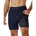 thumbnail image 1 of Xishao Traje de Baño Hombre 2 in 1 (2022 Nuevo Modelo) Bañador Trunks Shorts Derportivo para Playa Natación Piscina Correr Secado Rápido con Licra de Bóxer Azul oscuro XL Azul oscuro XL Xishao ropa, 1 of 2