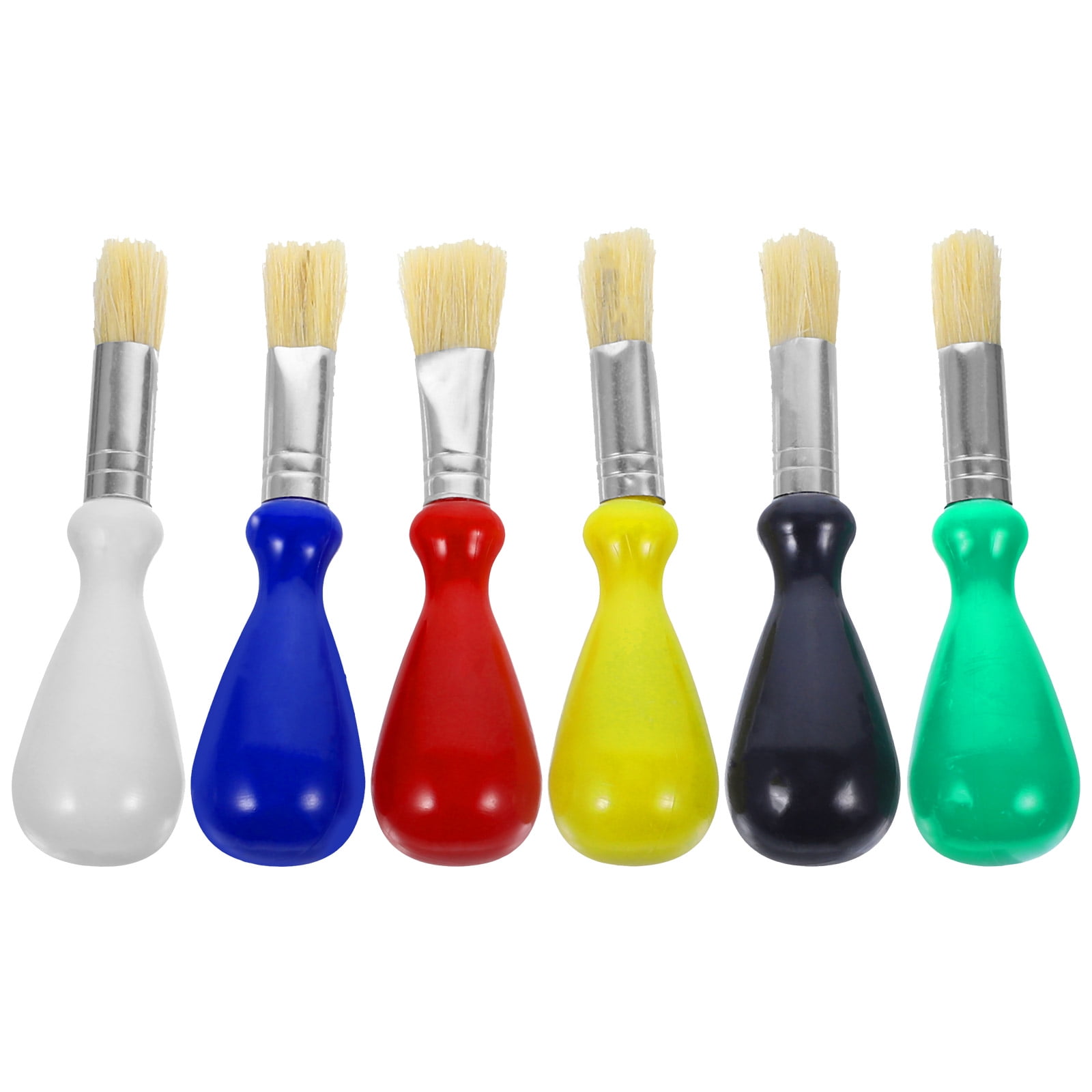 BESTONZON 6Pcs Kids Paint Brushes Short Handle Paint Brushes Oil