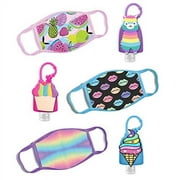 ABG Accessories Girls 3-Pack Kids Face Mask and Hand Sanitizer Holder Keychain (Flip Cap Reusable Empty Bottles) Age3-7, Ice Cream, 6 Piece Set