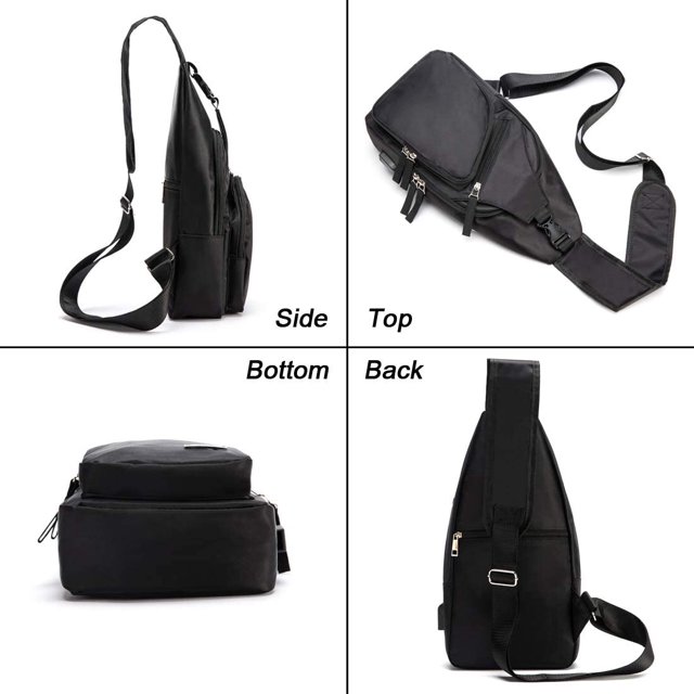 Bolso bandolera para hombre, mochila impermeable con bandolera en el pecho y puerto de carga USB Zhivalor SM-468