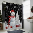 thumbnail image 4 of Shower Curtain 72"W x 84"L Snowman Christmas Tree Winter Snowflake Black Fabric Shower Curtains Set with Hooks Water Repellent Bathroom Curtains Machine Washable Bathroom Accessories, 4 of 7