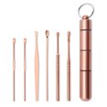thumbnail image 1 of sweethay 6 pcs / set Earpick Herramienta de eliminación de cera de oído de acero inoxidable Portable Ear Pick cuidado de los oídos Rosa roja, 1 of 6
