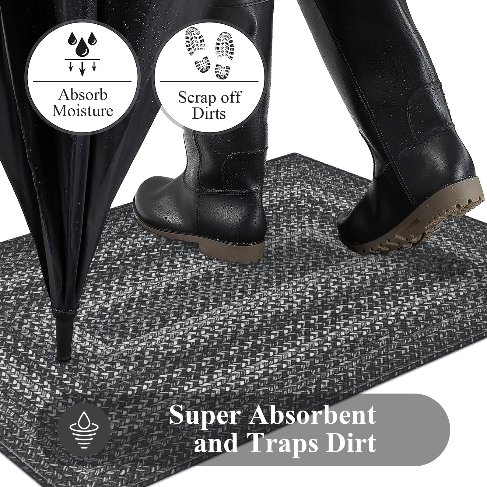 Enyhom Front Door Mat 32" x 48" Heavy Duty Durable Welcome Mat for Outdoor Indoor, Dirt Trapper Doormat ,Light Gray