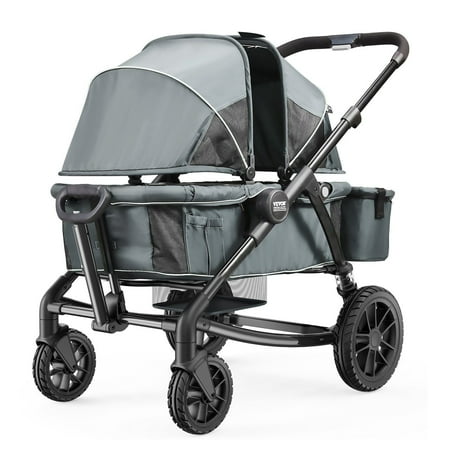 Vevor SRYETCSHSMBPNF3F0V0 All-Terrain 2 Seats Foldable Expedition 2-in-1 Collapsible Wagon Stroller, Dark Gray & Black