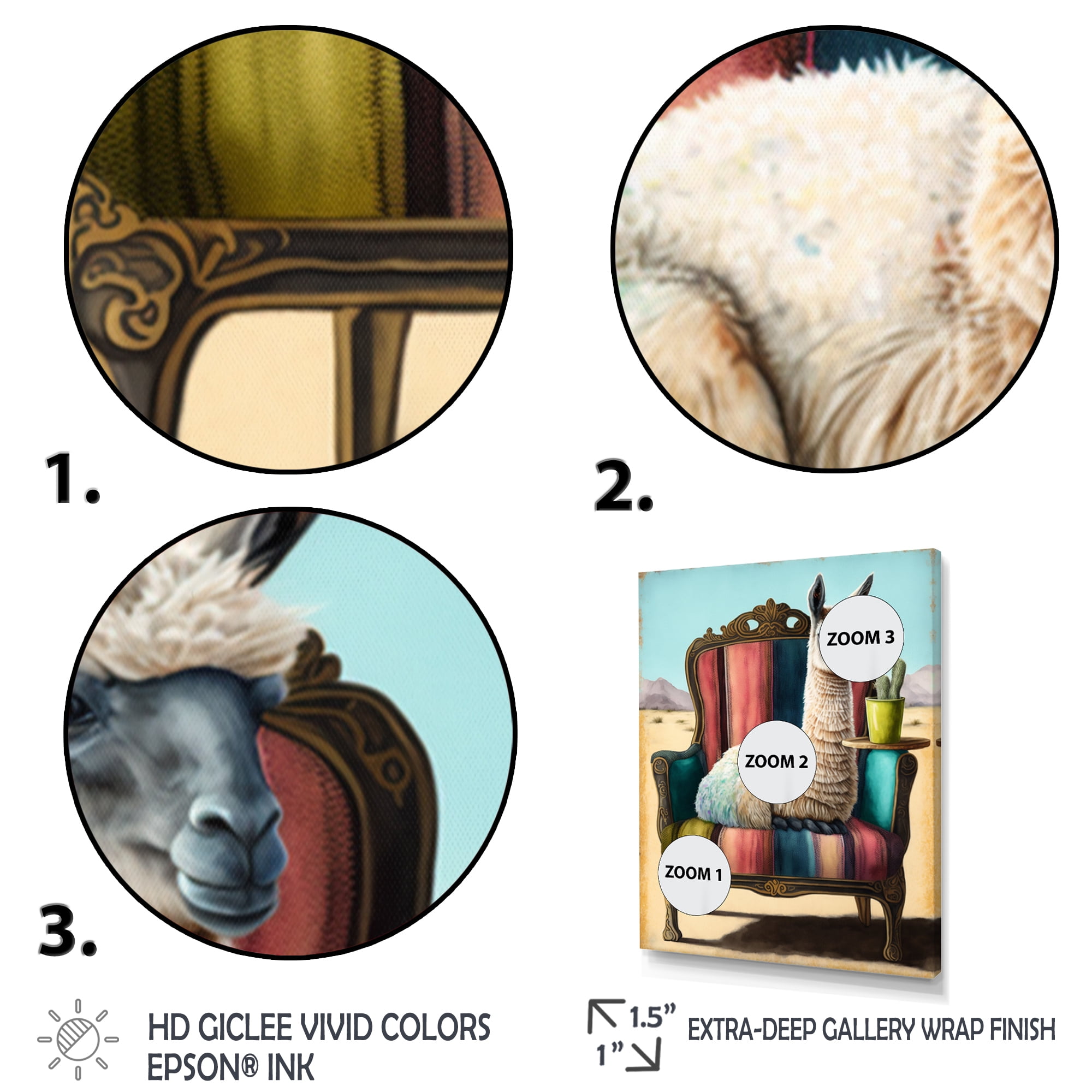 Designart Llama Sitting On Lounge Chair In The Dessert Canvas Wall Art