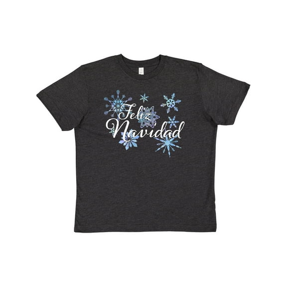 Inktastic Feliz Navidad white writing with snowflakes Youth T-Shirt