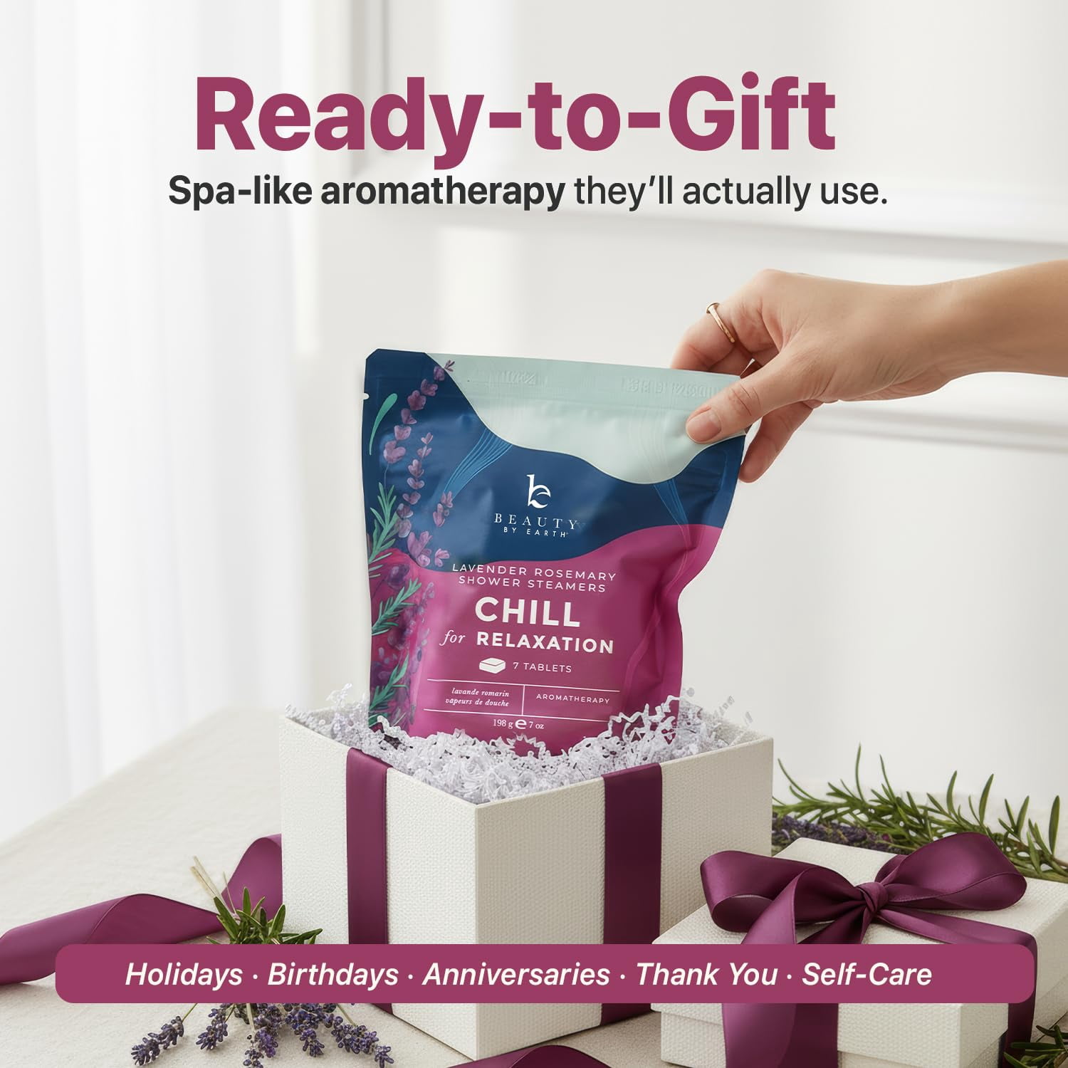 Shower Steamers Aromatherapy - USA Made with Natural Ingredients & Lavender Oil, Christmas Stocking Stuffers for Women, Wife & Mom, Large Stress Relief Shower Bombs, White Elephant Relaxing Spa Gifts