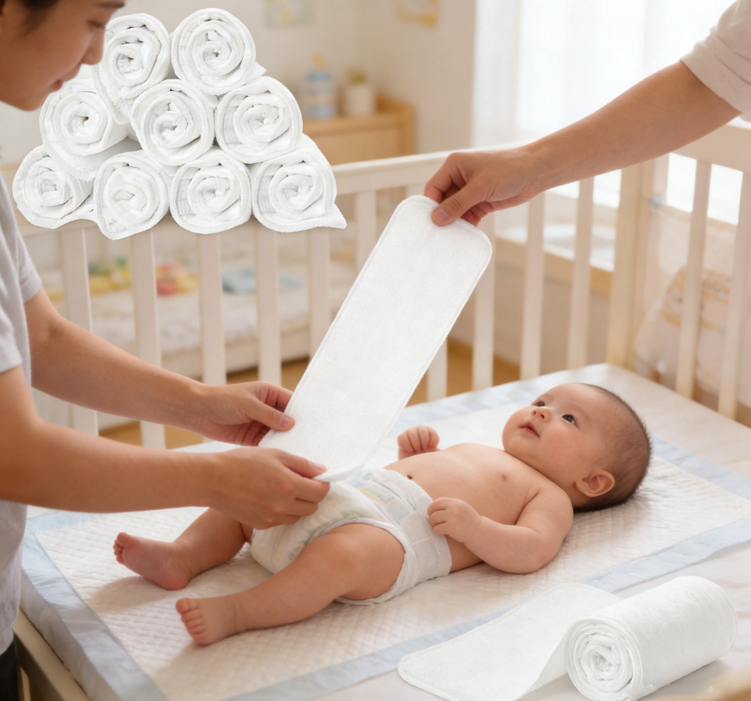 Bexikou 6 Pack 4-Layer High Absorbent Cloth Diaper Inserts, Leak-Proof Inserts, Reusable Breathable Microfiber Liners for Baby