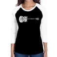 thumbnail image 1 of LA Pop Art Women's Raglan Baseball Word Art T-shirt - Back in Black, 1 of 2