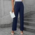 thumbnail image 2 of WTOBBY Women's Autumn Ready Straight Leg Dress Pants in Nine Point Harlan Style for Business Casual Office Wear, Weekend Events and Seasonally Appropriate Smart Style,Navy XL, 2 of 5