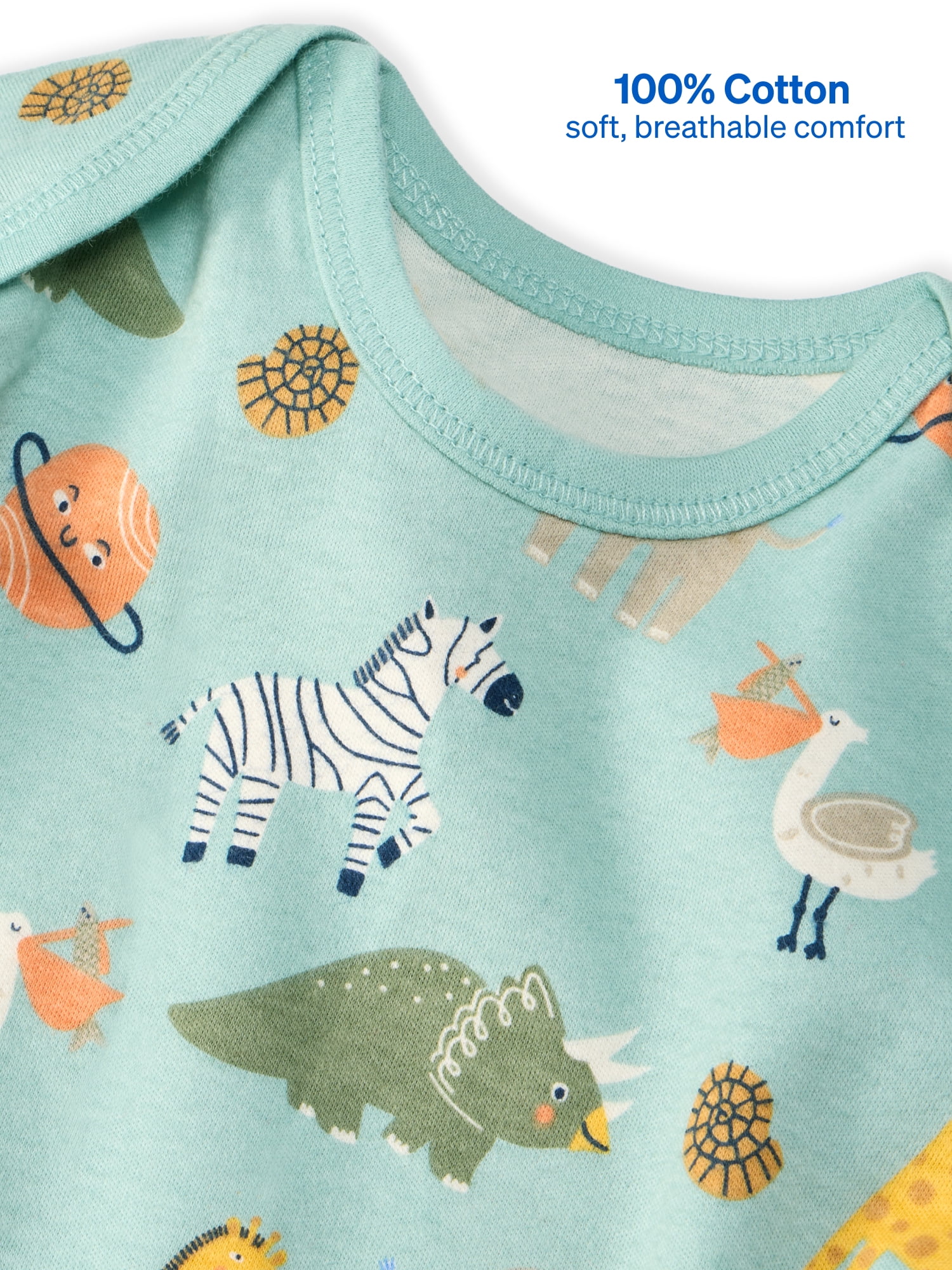 Garanimals Newborn & Baby 100% Cotton Long Sleeve Bodysuits, Sizes 0–24M, 4-Pack