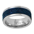 thumbnail image 2 of Blue Celtic Spinner Ring Mens Womens 316L Stainless Steel Wedding Band Fantasy Forge Jewelry, 2 of 5