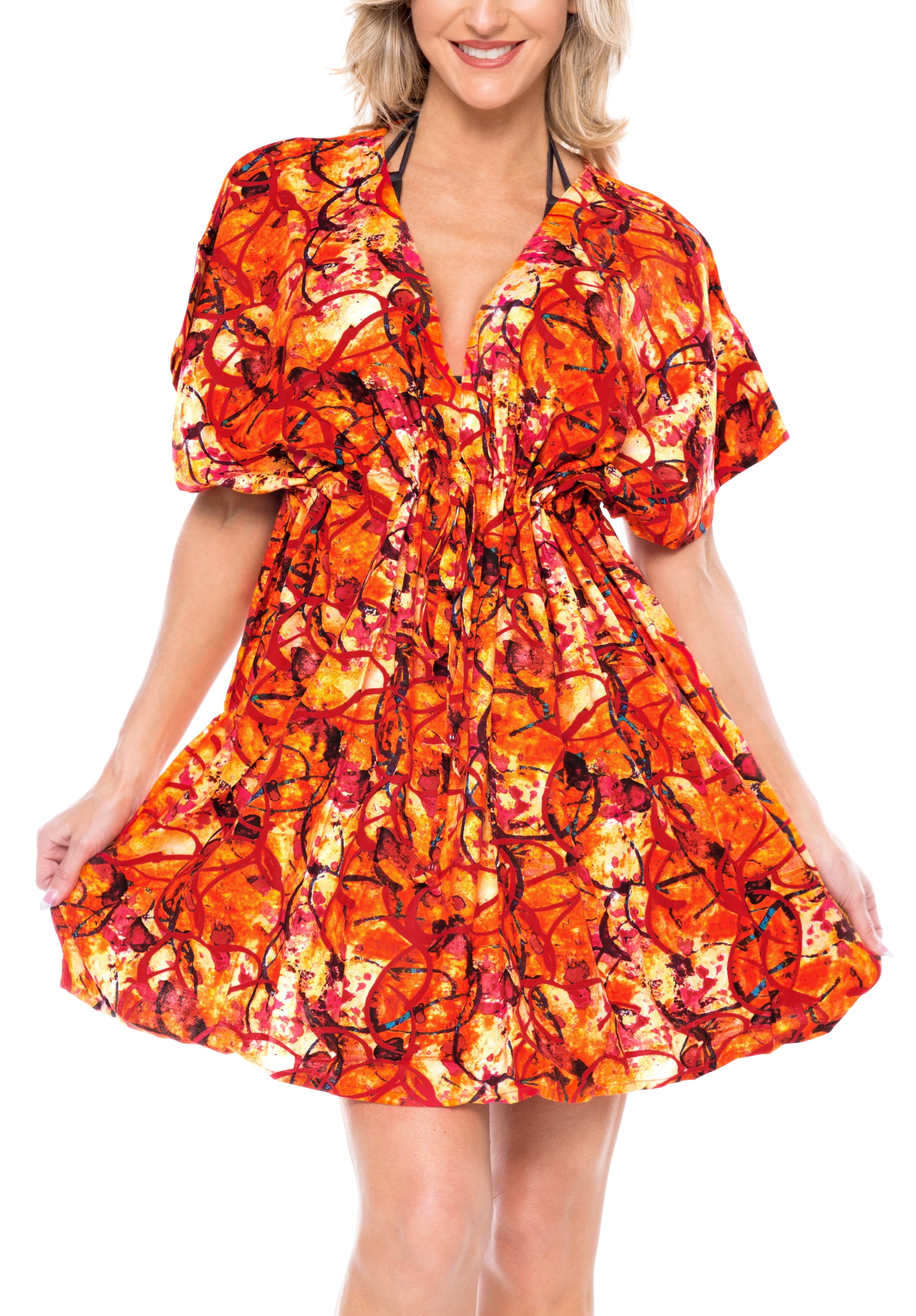 HAPPY BAY Women's Swimsuit Cover Up Bikini Beachwear Kimono Top XLXXL Red_L360