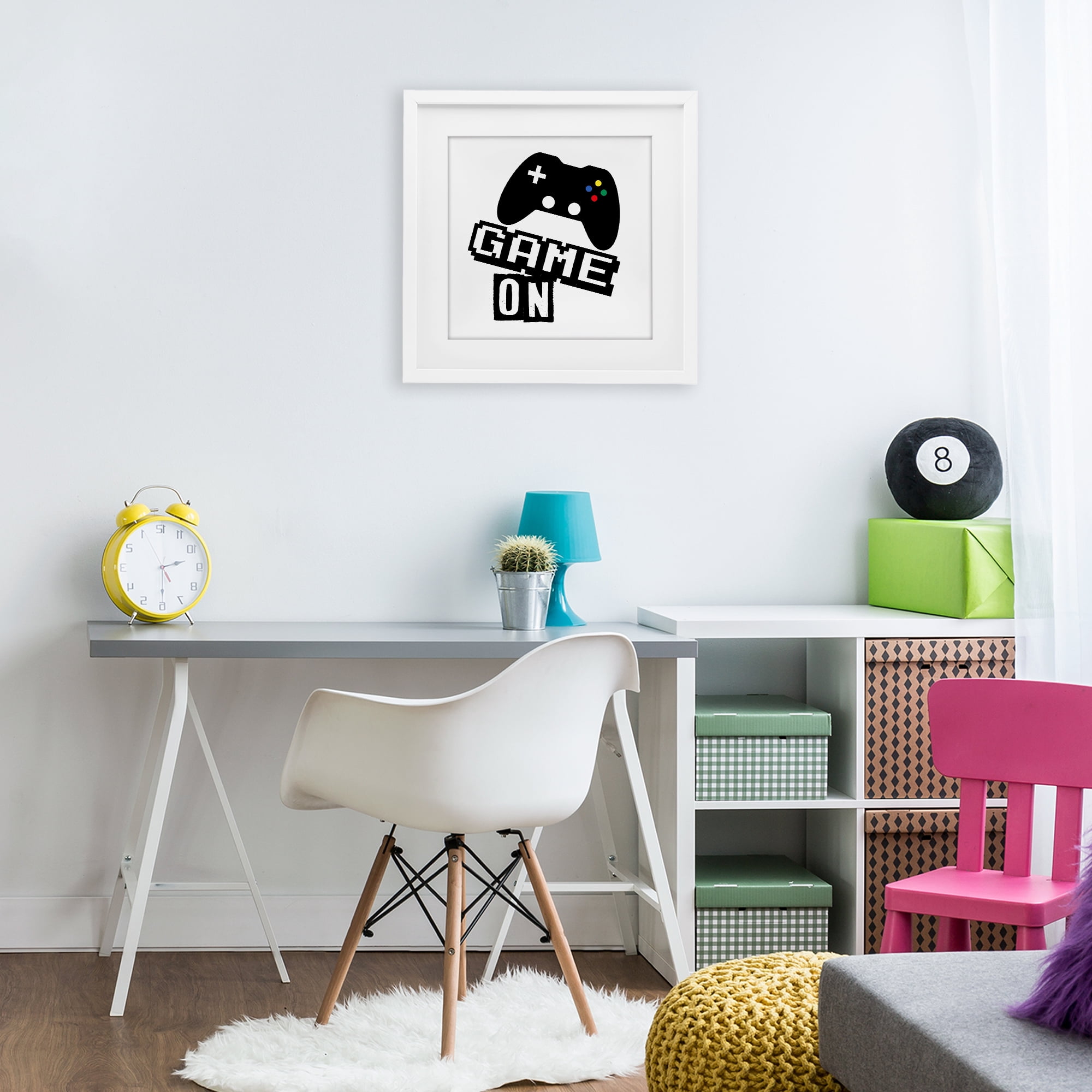 Stupell Industries Playful Game On White Framed Print Under Glass, design by Marcus Prime