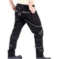 thumbnail image 3 of ZQUUVOU Men's Casual Slim Fit Punk Gothic Pockets Patch Buckle Zipper Pants Trousers B-Black, 3 of 8