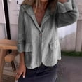 thumbnail image 4 of MIASHUI Loose Fit Solid Color Button-Up Notched Collar Linen Blend Blazer Cardigan for Women Bohemian Style Lightweight Jacket Grey,M, 4 of 7