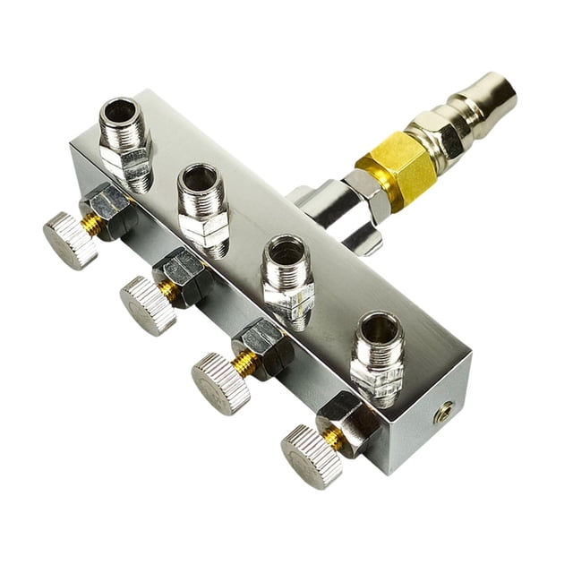 DYNWAVECA Airbrush Air Hose Splitter with Air Inlet Air Outlets Airbrush Air Hose Adapters Splitter Component Replacement Airbrush Pipe 4Head 10.4x9.8x3.3cm