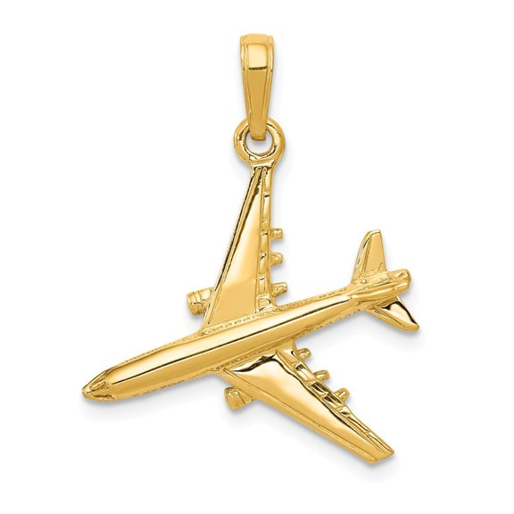 14k Yellow Gold 3-D Jet Pendant - 2.3 Grams - Measures 30x24mm