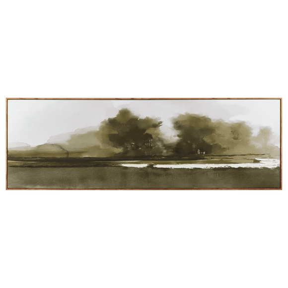 Bouclair Multicolour Gel-Embellished Watercolor Landscape Framed Art 59 X 19.5 in (150 X 50 cm)