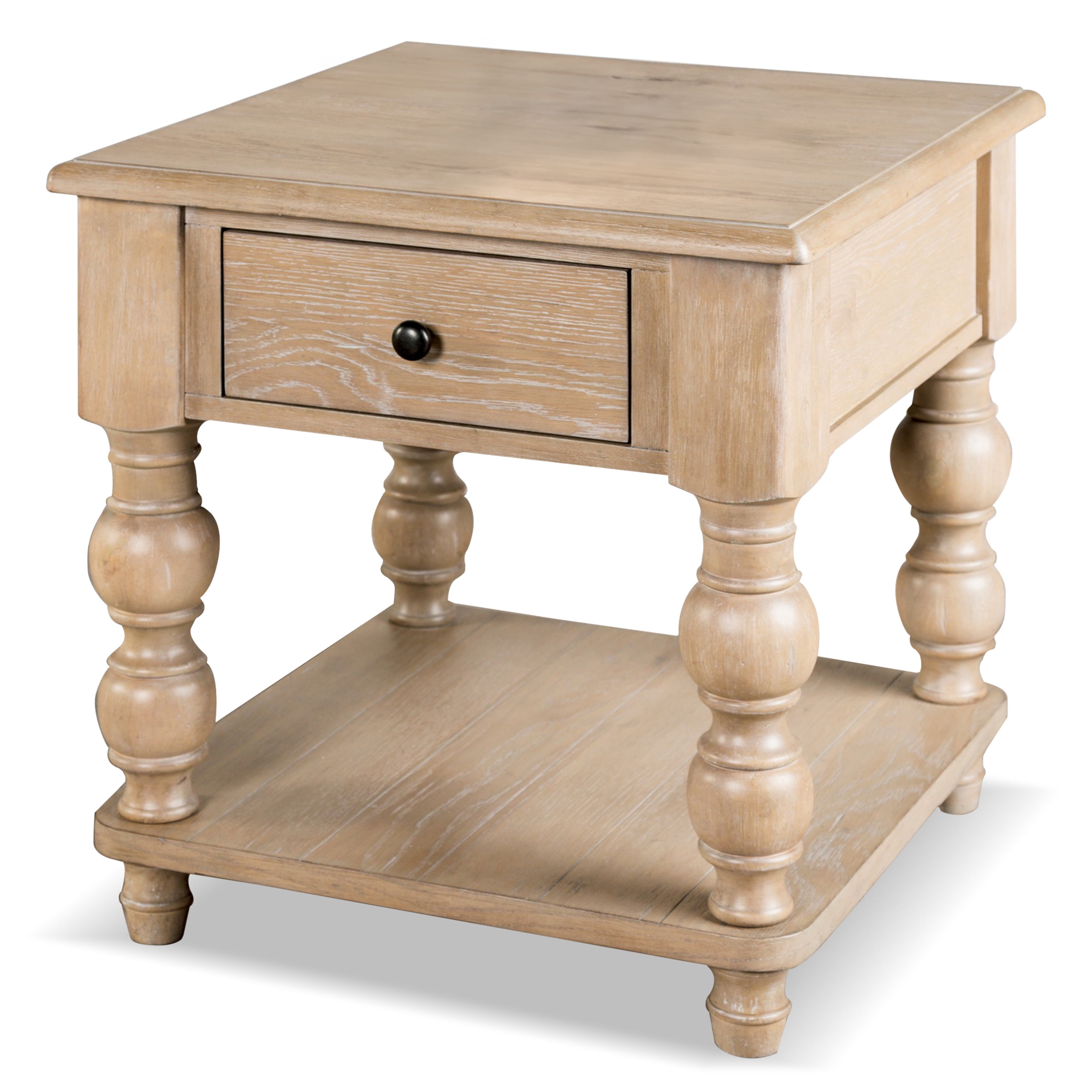 Furniture of America Lociste Farmhouse 1-Drawer Solid Wood Indoor End Table, Light Washed White
