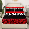 thumbnail image 3 of Erosebridal Red Leopard Print Full Sheet Sets, Geometric Bedding Full Size, Zebra Decoration, 4 Pieces, 3 of 7