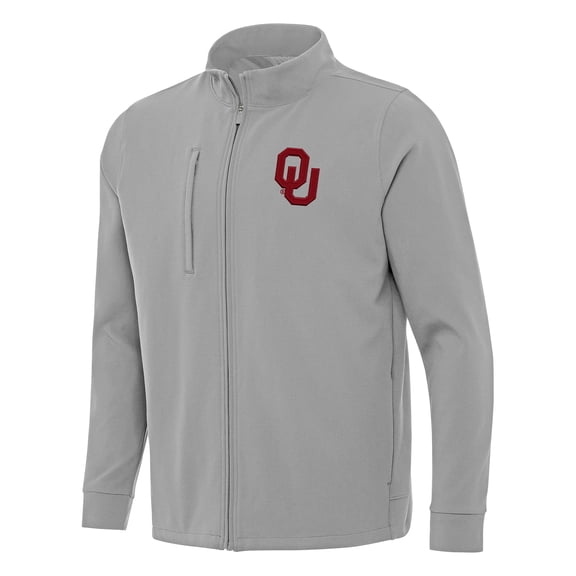 Men's Antigua Gray Oklahoma Sooners Regard Full-Zip Jacket