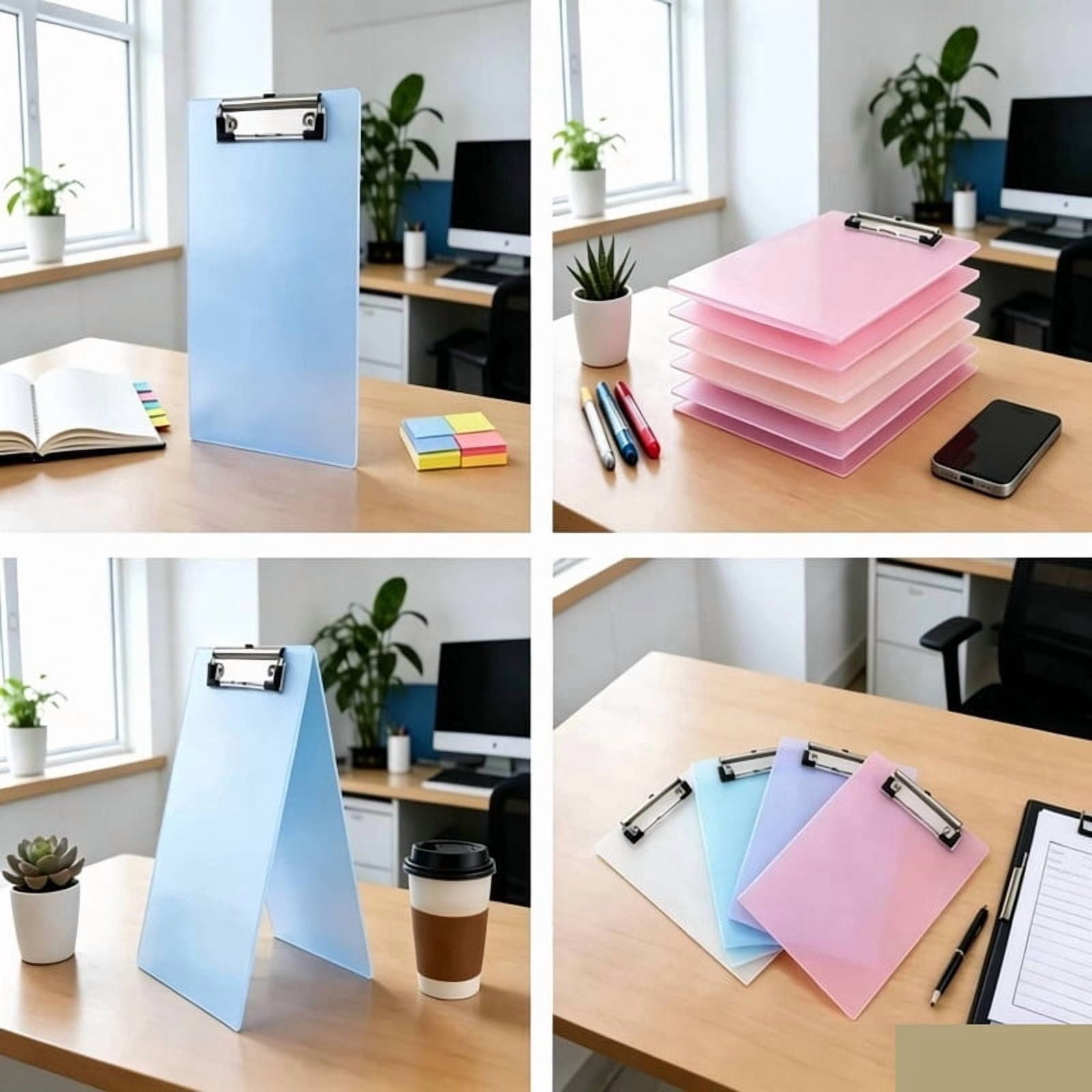 Hakimiyad 4-Pack Colorful Plastic Clipboards, Letter Size (8.5x11 inch), Lightweight & Sturdy Clip Boards for School, Office, Home, Nursing - Assorted Colors (Blue, Green, Purple, Pink)