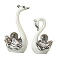 thumbnail image 2 of FashionCha 2 Pieces Swan Sculpture Ceramic Figurine Artwork Decorative Crafts Animal Statue White, 2 of 9