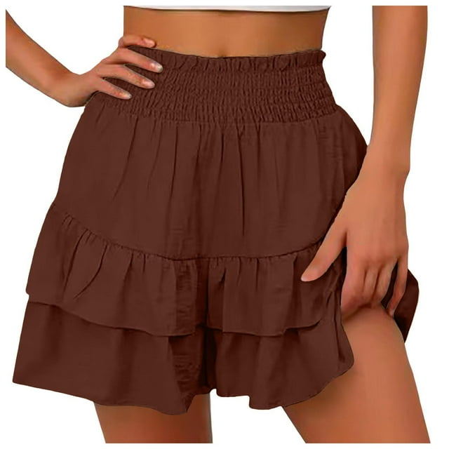 Shorts Larges Aguichant Unis pour Femmes - Culottes Décontractées Verticales, Taille Élastique, Polyester Spandex