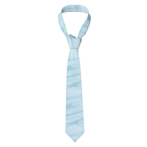Naloa Light Blue Marble Print Solid Color Tie Formal Necktie for Men，Suitable for business, daily life, work