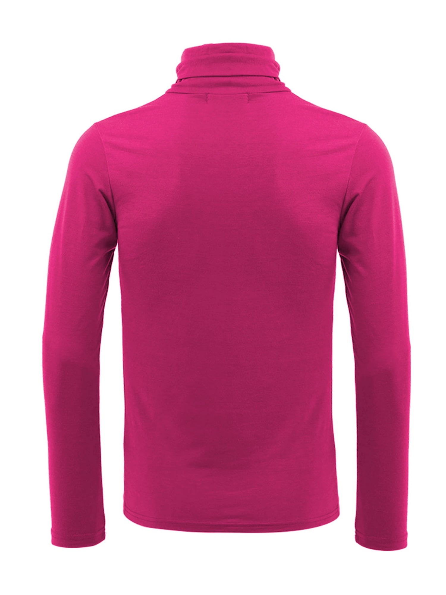 Unique Bargains Men's Pullover Lightweight Long Sleeve Top Turtleneck T-Shirt 46 Rose Red