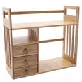 thumbnail image 6 of DENEST Wooden Desktop Bookshelf Organizer Storage Rack with 3 Drawers Adjustable Desk, 6 of 12