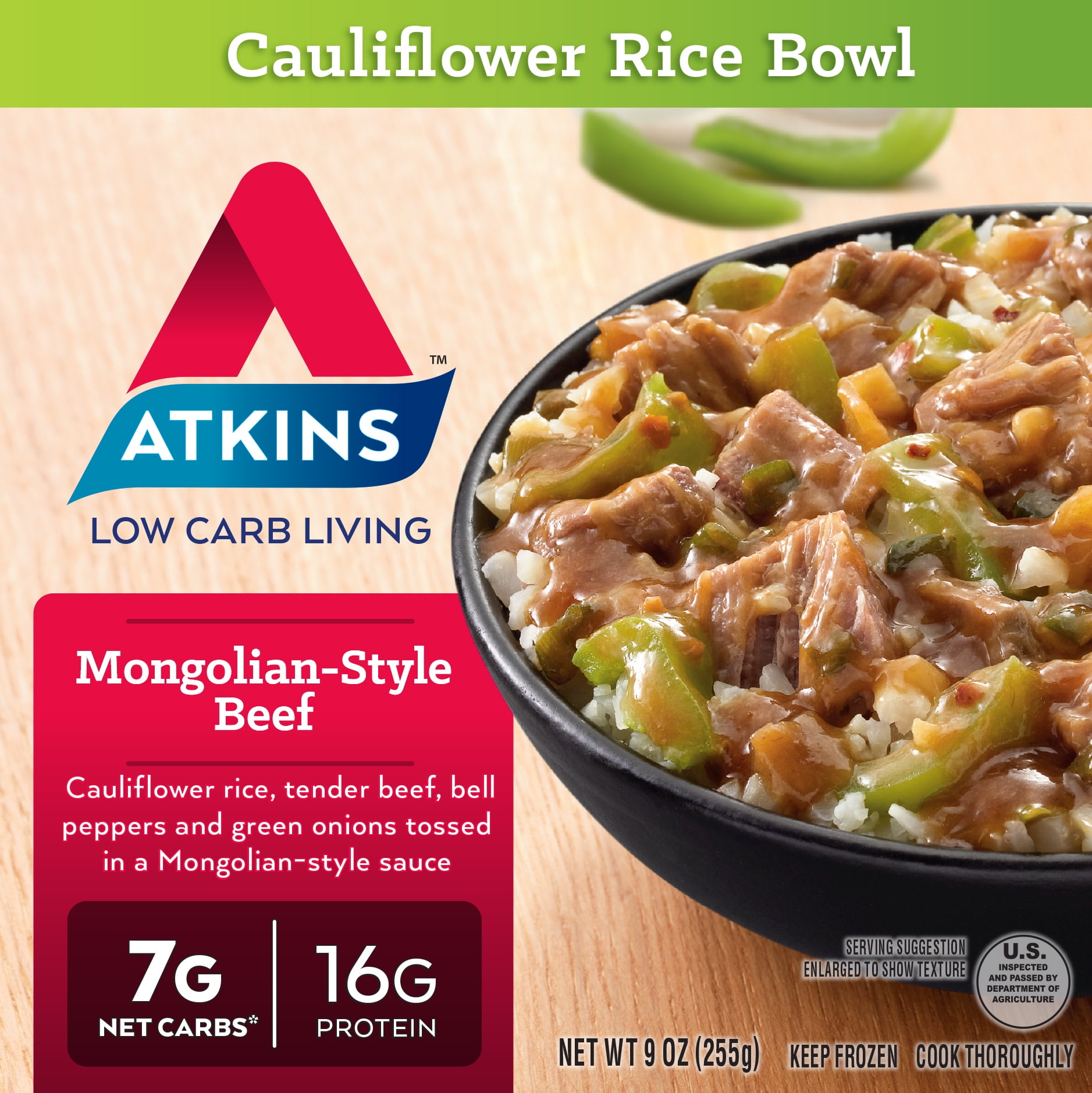 Atkins Mongolian-Style Beef Cauliflower Rice Bowl 9 Oz. (Frozen)