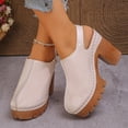 thumbnail image 3 of Heels for Women Platform Lug Sole High Heeled Mules Closed Toe Slingback Sandals Comfy Pumps Arch Support Orthopedic Shoes Beige Size 6, 3 of 8
