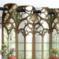 thumbnail image 4 of Stained Glass Window Curtain Flower Plant Curtain Floral Botanical Vintage Drapes Blackout Noise Reduction Curtains For Bedroom Living Room Decor-42"W x 84"L (Pack of 2), 4 of 6