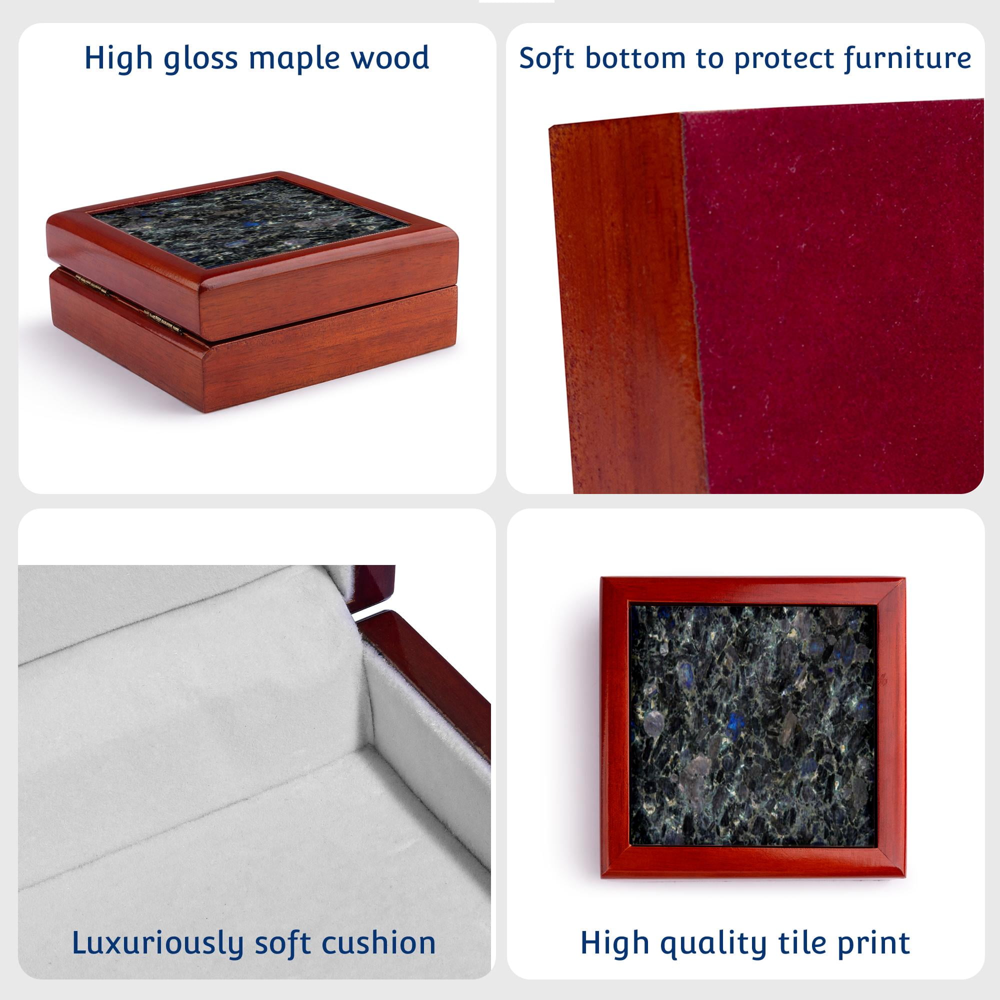 3dRose, Volga Blue granite print, Jewelry Box 5.5x5.5 inch with 4 inch tile