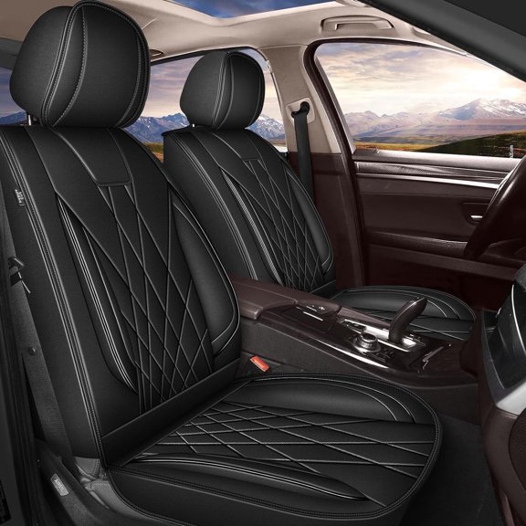 JIAMAOXIN Car Seat Cover Fit for Ford Explorer 2004-2026,Faux Leather Seat Protector,Waterproof Anti-Slip Seat Interior Accessories(5 Seats,Black)