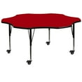 thumbnail image 1 of Mobile 60'' Flower Red Thermal Laminate Activity Table - Height Adjustable Short Legs, 1 of 3
