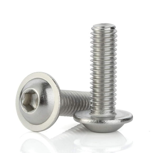 M6-1.0 X 12 Mm Tornillos De Cabeza De Botón Con Brida Acero Inoxidable 18-8 (304) Acabado Brillante Rosca Completa Allen Socket Drive 25 Pcs