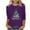 Purple Christmas Clothes For Women, variant on Cadancy Christmas T Shirts for Women Xmas Tree Graphic Holiday Party Shirt Vintage Crew Neck 3/4 Sleeve Tops Plus Size Dressy Winter Funny Casual Blouses
