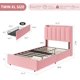 thumbnail image 3 of Qinaqin Twin-XL Boucle Upholstered Platform Cama con cm de Anchoavy Alturaeadboard- Almacenamiento Bookcase- 2 Profundidadrawers- No Caja Spring Needed- Rosa Moderno Profundidadsign, 3 of 7